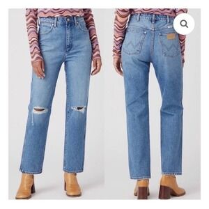 Wrangler Wild West High Rise Straight Leg Distressed Jeans Blue 30x28 112322701
